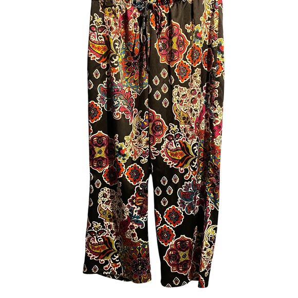 Natori size small print lounge pants silky boho comfy Pajamas elastic waist tie - Picture 2 of 5